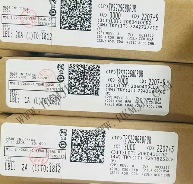 供應(yīng) TI TPS22968DPUR 雙通道超低電阻負(fù)載開關(guān)，帶受控導(dǎo)通功能